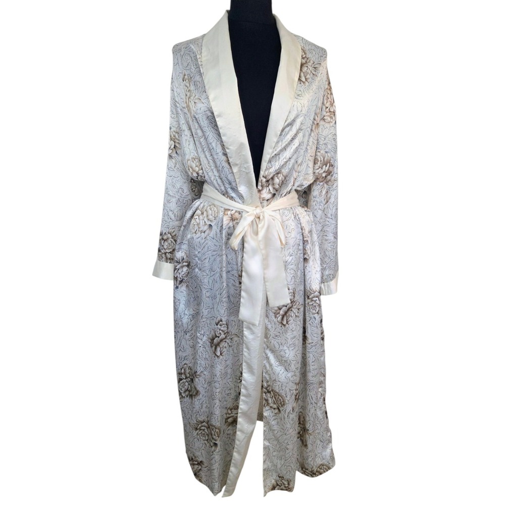 Vintage Fantasies By Morgan‎ Taylor Silky Robe Pockets Floral Coquette Size S